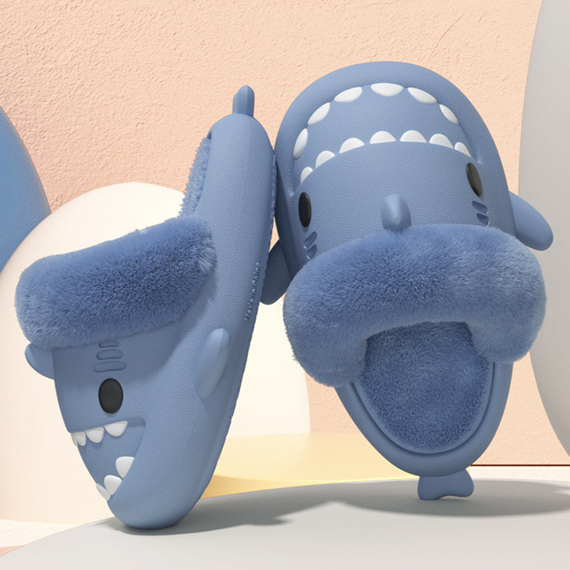 Warm Fuzzy Shark Slippers Bedroom