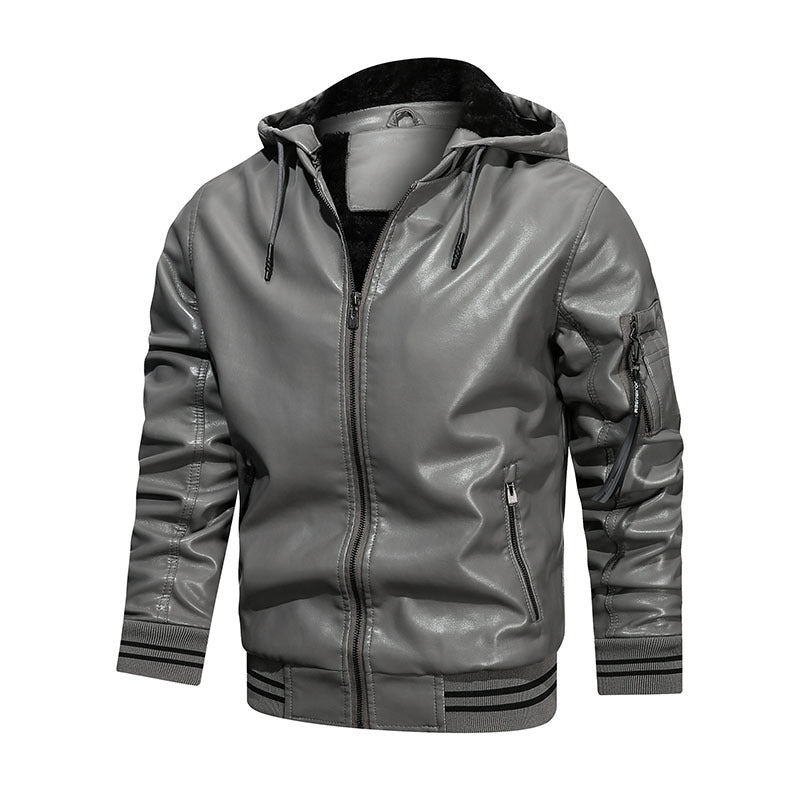 Multi-pocket Leather Jacket Men