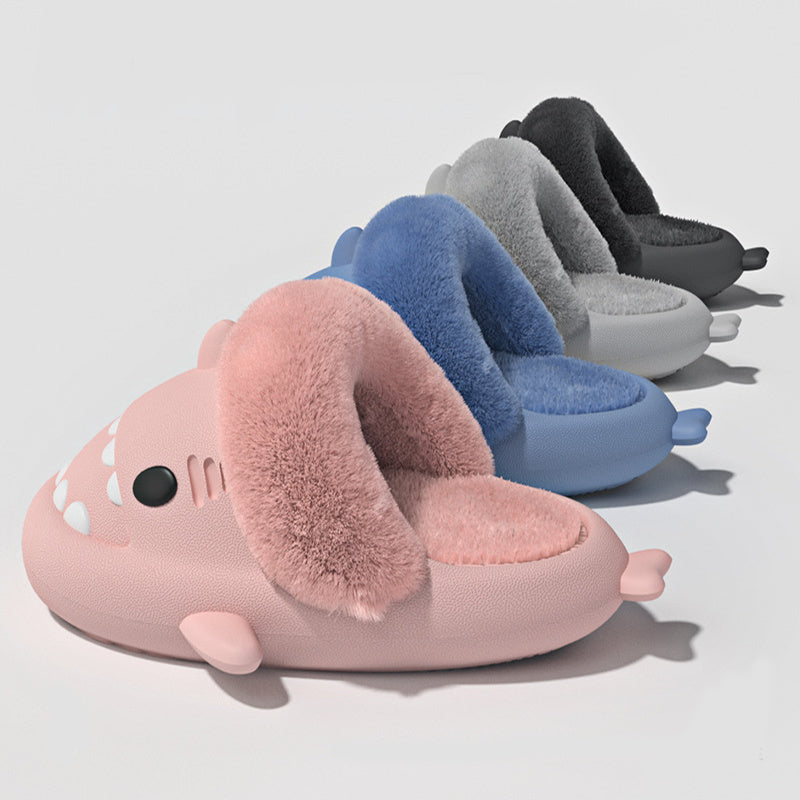 Warm Fuzzy Shark Slippers Bedroom